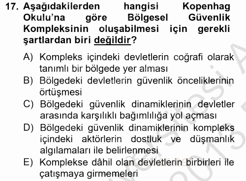 Uluslararası İlişkiler Kuramları 2 2012 - 2013 Dönem Sonu Sınavı 17.Soru