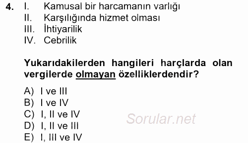 Damga Vergisi Ve Harçlar Bilgisi 2012 - 2013 Dönem Sonu Sınavı 4.Soru