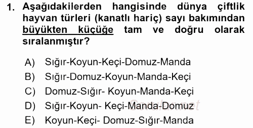 Temel Zootekni 2016 - 2017 Ara Sınavı 1.Soru
