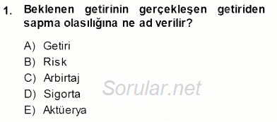 Girişim Finansmanı 2014 - 2015 Dönem Sonu Sınavı 1.Soru