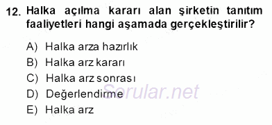 Girişim Finansmanı 2014 - 2015 Dönem Sonu Sınavı 12.Soru