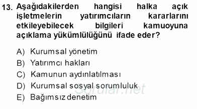 Girişim Finansmanı 2014 - 2015 Dönem Sonu Sınavı 13.Soru