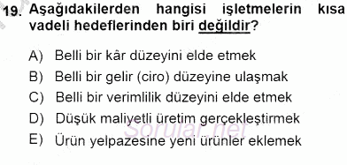 Girişim Finansmanı 2014 - 2015 Dönem Sonu Sınavı 19.Soru