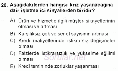Girişim Finansmanı 2014 - 2015 Dönem Sonu Sınavı 20.Soru