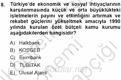 Girişim Finansmanı 2014 - 2015 Dönem Sonu Sınavı 8.Soru