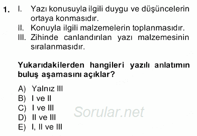 Türkçe Yazılı Anlatım 2013 - 2014 Ara Sınavı 1.Soru