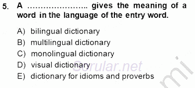 Çeviri (İng/Türk) 2014 - 2015 Ara Sınavı 5.Soru