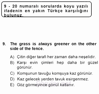Çeviri (İng/Türk) 2014 - 2015 Ara Sınavı 9.Soru