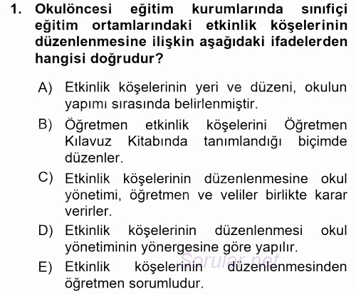 Özel Öğretim Yöntemleri 1 2015 - 2016 Ara Sınavı 1.Soru
