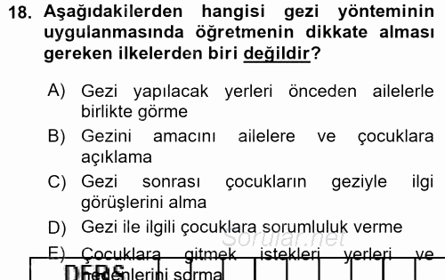 Özel Öğretim Yöntemleri 1 2015 - 2016 Ara Sınavı 18.Soru
