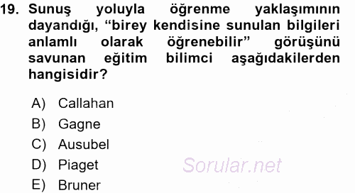 Özel Öğretim Yöntemleri 1 2015 - 2016 Ara Sınavı 19.Soru