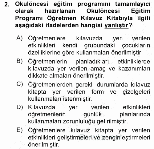 Özel Öğretim Yöntemleri 1 2015 - 2016 Ara Sınavı 2.Soru