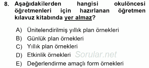 Özel Öğretim Yöntemleri 1 2015 - 2016 Ara Sınavı 8.Soru