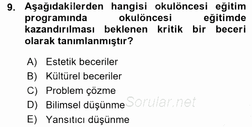 Özel Öğretim Yöntemleri 1 2015 - 2016 Ara Sınavı 9.Soru