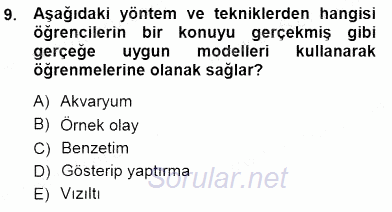 Öğretim İlke Ve Yöntemleri 2012 - 2013 Dönem Sonu Sınavı 9.Soru