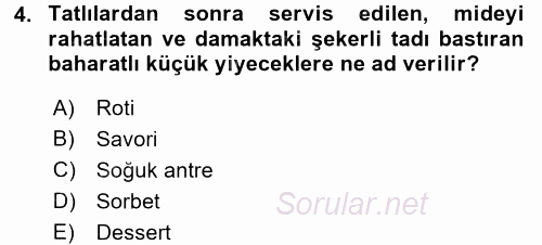 Menü Yönetimi 2017 - 2018 Ara Sınavı 4.Soru