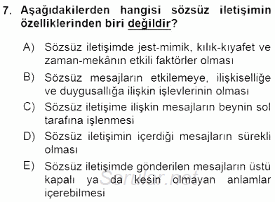 Sözlü ve Sözsüz İletişim 2015 - 2016 Dönem Sonu Sınavı 7.Soru