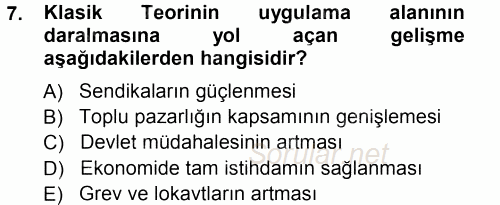 Endüstri İlişkileri 2012 - 2013 Ara Sınavı 7.Soru