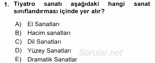 Güzel Sanatlar 2015 - 2016 Tek Ders Sınavı 1.Soru