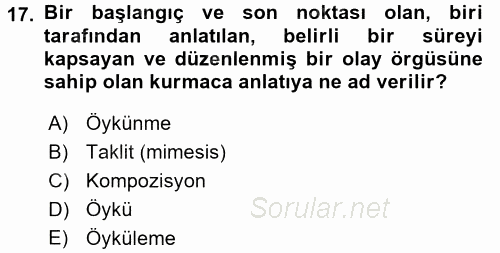 Güzel Sanatlar 2015 - 2016 Tek Ders Sınavı 17.Soru