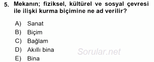 Güzel Sanatlar 2015 - 2016 Tek Ders Sınavı 5.Soru