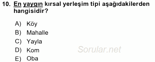 Toplumsal Yaşamda Aile 2016 - 2017 Dönem Sonu Sınavı 10.Soru