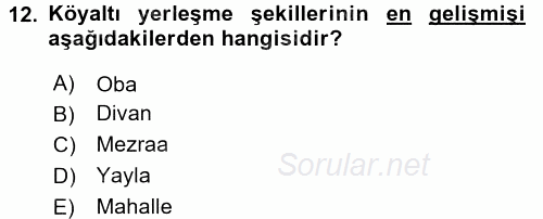 Toplumsal Yaşamda Aile 2016 - 2017 Dönem Sonu Sınavı 12.Soru