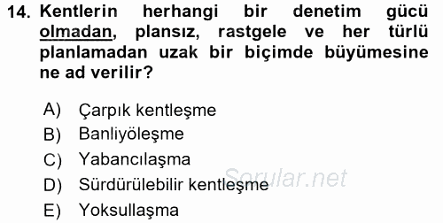 Toplumsal Yaşamda Aile 2016 - 2017 Dönem Sonu Sınavı 14.Soru