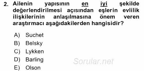 Toplumsal Yaşamda Aile 2016 - 2017 Dönem Sonu Sınavı 2.Soru