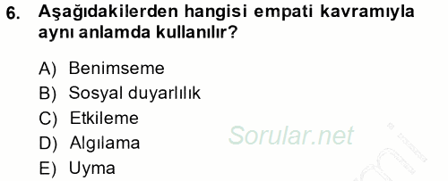 Halkla İlişkiler Ve İletişim 2013 - 2014 Dönem Sonu Sınavı 6.Soru