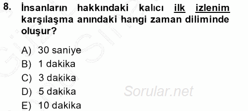 Halkla İlişkiler Ve İletişim 2013 - 2014 Dönem Sonu Sınavı 8.Soru