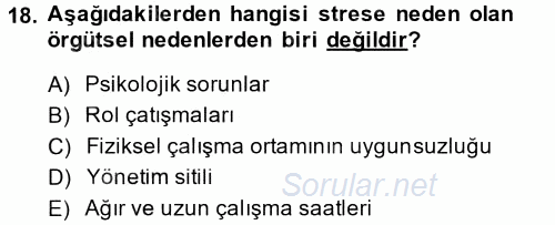 İnsan Kaynakları Yönetimi 2014 - 2015 Tek Ders Sınavı 18.Soru
