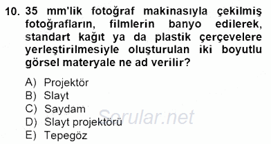 Okulöncesinde Materyal Geliştirme 2014 - 2015 Dönem Sonu Sınavı 10.Soru
