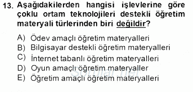 Okulöncesinde Materyal Geliştirme 2014 - 2015 Dönem Sonu Sınavı 13.Soru