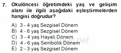 Okulöncesinde Materyal Geliştirme 2014 - 2015 Dönem Sonu Sınavı 7.Soru