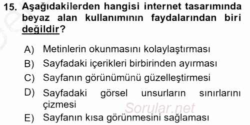 İnternet Yayıncılığı 2016 - 2017 3 Ders Sınavı 15.Soru