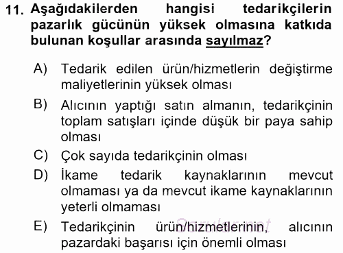 Stratejik Yönetim 1 2017 - 2018 3 Ders Sınavı 11.Soru