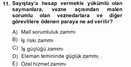 Kamu Personel Hukuku 2014 - 2015 Tek Ders Sınavı 11.Soru