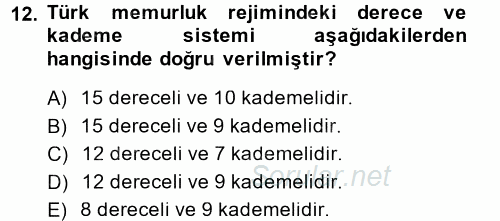 Kamu Personel Hukuku 2014 - 2015 Tek Ders Sınavı 12.Soru