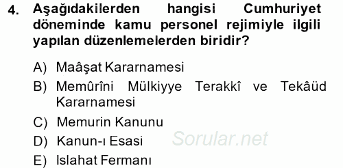 Kamu Personel Hukuku 2014 - 2015 Tek Ders Sınavı 4.Soru