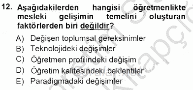 Öğretmenlikte Mesleki Gelişim 2012 - 2013 Ara Sınavı 12.Soru