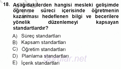 Öğretmenlikte Mesleki Gelişim 2012 - 2013 Ara Sınavı 18.Soru