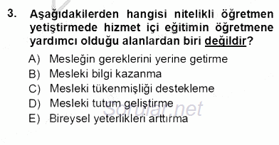 Öğretmenlikte Mesleki Gelişim 2012 - 2013 Ara Sınavı 3.Soru