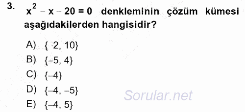 Okulöncesinde Matematik Eğitimi 2015 - 2016 Ara Sınavı 3.Soru