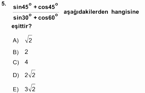 Okulöncesinde Matematik Eğitimi 2015 - 2016 Ara Sınavı 5.Soru
