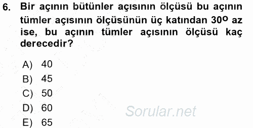 Okulöncesinde Matematik Eğitimi 2015 - 2016 Ara Sınavı 6.Soru