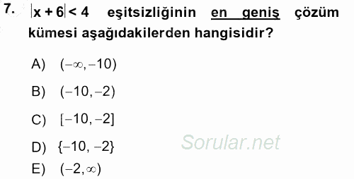 Okulöncesinde Matematik Eğitimi 2015 - 2016 Ara Sınavı 7.Soru