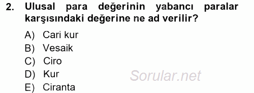 Dış Ticaret İşlemleri 2012 - 2013 Dönem Sonu Sınavı 2.Soru