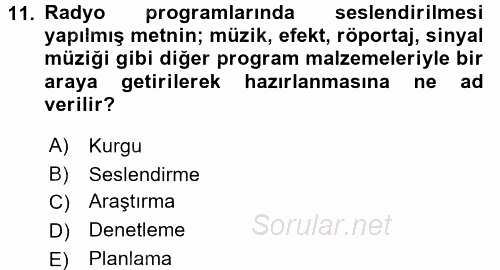 Halkla İlişkiler Uygulama Teknikleri 2016 - 2017 3 Ders Sınavı 11.Soru