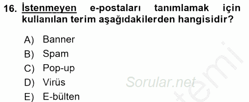 Halkla İlişkiler Uygulama Teknikleri 2016 - 2017 3 Ders Sınavı 16.Soru